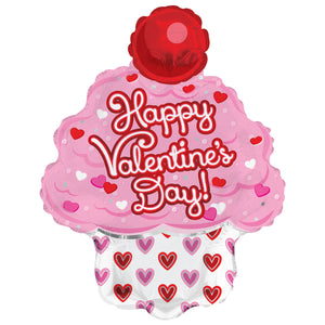 Happy Valentine's Day Cupcake Air-Filled Stick Balloon