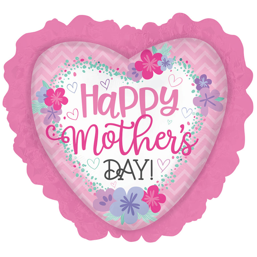 Happy Mother's Day Chevron Heart w/Ruffle