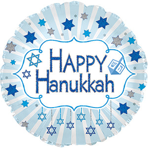 Happy Hanukkah Blue Glitter