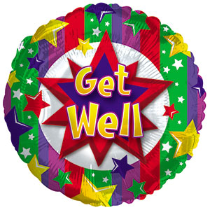 Get Well Colorful Burst Air-Filled Stick Balloon