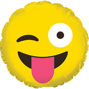 Smile Wink and Tongue Emoticon Air-Filled Stick Balloon