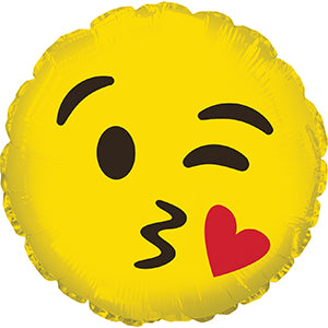 Blowing a Kiss Emoticon Air-Filled Stick Balloon