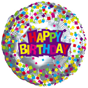 Happy Birthday Confetti Air-Filled Stick Balloon