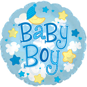 Baby Boy Clouds (Clear) Air-Filled Stick Balloon