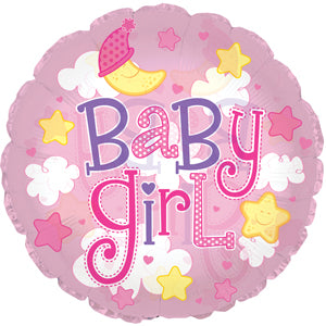 Baby Girl Clouds (Clear) Air-Filled Stick Balloon
