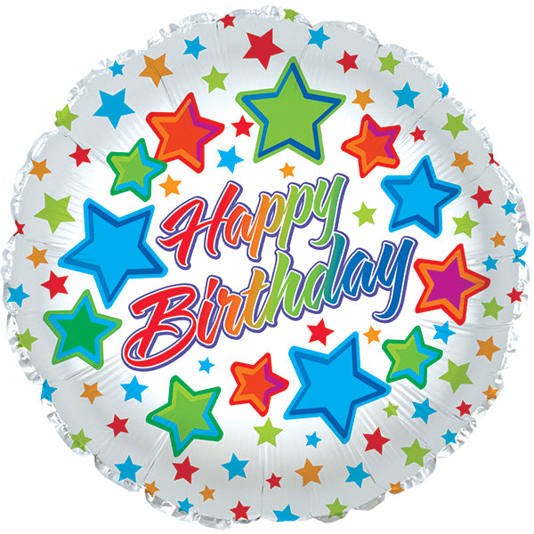 Pearlized Birthday Stars Air-Filled Stick Balloon