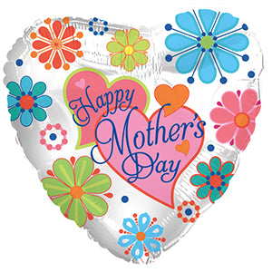 Happy Mother's Day Jewel Flowers Air-Filled Stick Balloon