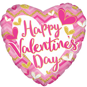 Happy Valentine's Day Pink Chevron