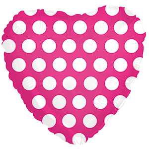 Hot Pink with White Polka Dots Heart