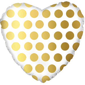 White with Gold Polka Dots Heart