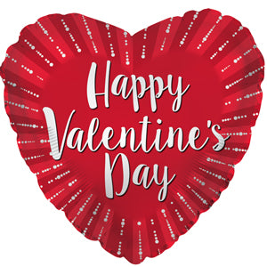 Happy Valentine's Day Bursting Heart Air-Filled Stick Balloon