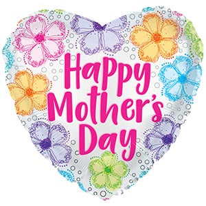 Happy Mother's Day Curly Flowers Air-Filled Stick Balloon