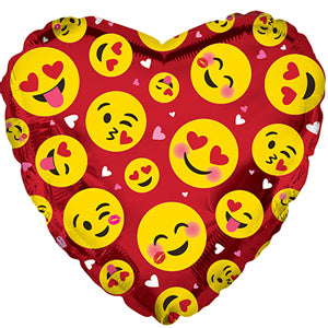 Smile Faces Red Heart Air-Filled Stick Balloon