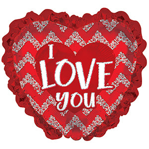 I Love You Red Glitter Heart with Ruffles