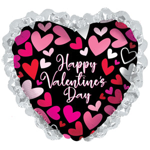 Happy Valentine's Day Coral Hearts w/Lace