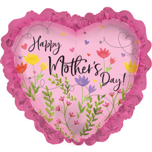 Happy Mother's Day Flower Garden Heart w/Lace