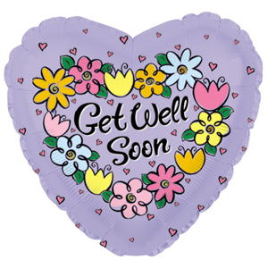 Get Well Soon Daisies & Tulips  Air-Filled Stick Balloon