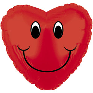 Smiley Face Heart Red