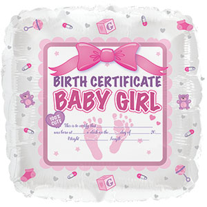 Baby Girl Birth Certificate