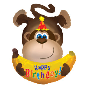 Happy Birthday Monkey Air-Filled Stick Balloon