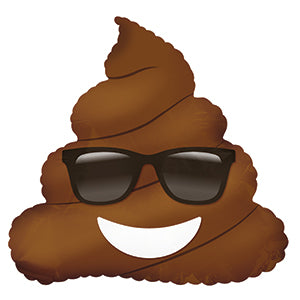 Poop with Sunglasses Emoticon Air-Filled Stick Balloon