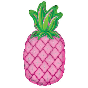 Pink Pineapple Air-Filled Stick Balloon
