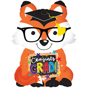 Congrats Grad Fox Air-Filled Stick Balloon