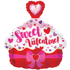 Sweet Valentine Cupcake Air-Filled Stick Balloon