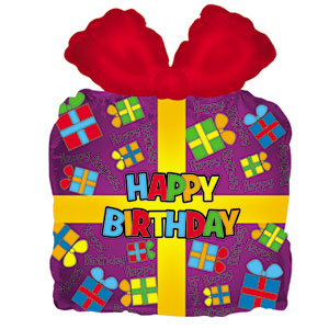 Happy Birthday Present Air-Filled Stick Balloon