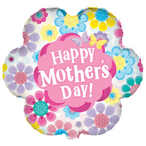 Happy Mother's Day Flower Cluster Air-Filled Stick Balloon