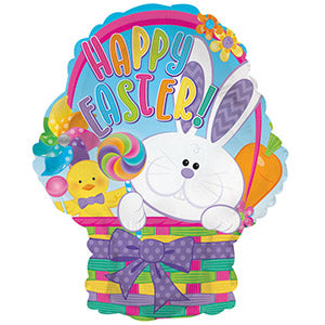 Happy Easter Basket Air-Filled Stick Balloon