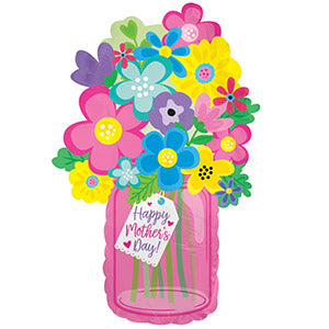 Happy Mother's Day Flower Jar Air-Filled Stick Balloon