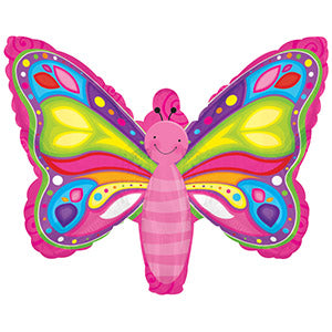 Bright Butterfly Air-Filled Stick Balloon