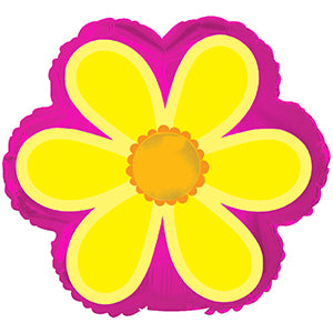 Yellow and Pink Flower Air-Filled Stick Balloon