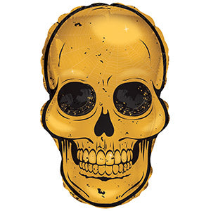 Gold Skull Air-Filled Stick Balloon