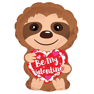 Be My Valentine Sloth Bat Cat Air-Filled Stick Balloon