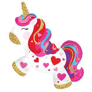 Unicorn Hearts Air-Filled Stick Balloon