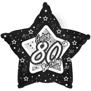 Happy 80th Birthday Black & Silver