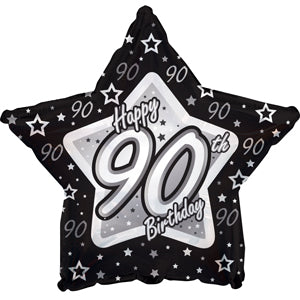 Happy 90th Birthday Black & Silver