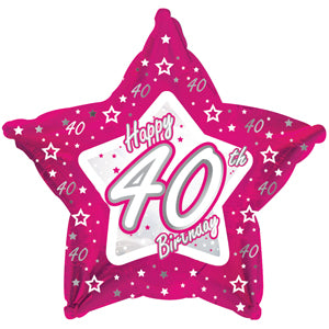 Happy 40th Birthday Pink & Silver