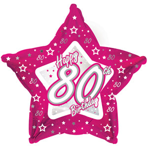 Happy 80th Birthday Pink & Silver