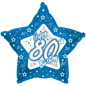 Happy 80th Birthday Blue & Silver