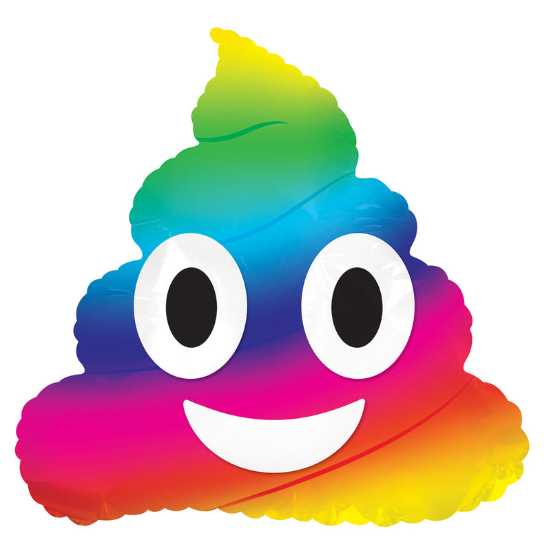 Rainbow Poop Emoticon Air-Filled Stick Balloon